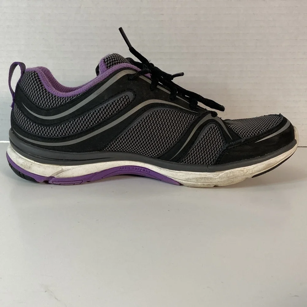 Ryka Shift Memory Foam Sneakers Size 7 M Black Purple Comfort Walk Arch Support